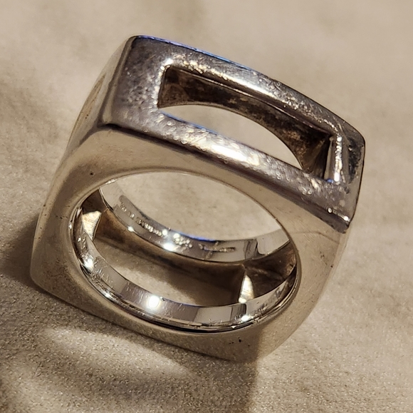 RLM Studio Robert Lee Morris 915 sterling silver open square Modernist ring - Picture 3 of 8